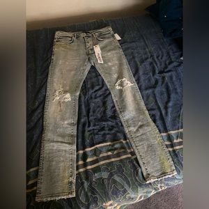 Brand new Mens Distressed Purple Brand Denim Slim Fit Jeans, Light Blue in sz 36